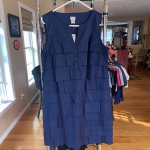 NWT Chico’s Navy Blue Ruffle Dress